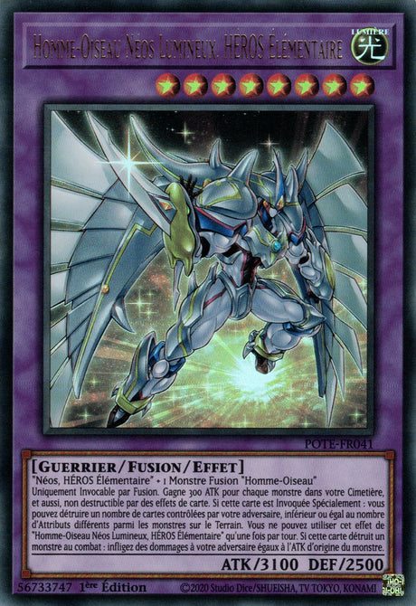 Homme-Oiseau Néos Lumineux, HÉROS Élémentaire - POTE-FR041 - Carte Yu-Gi-Oh!
