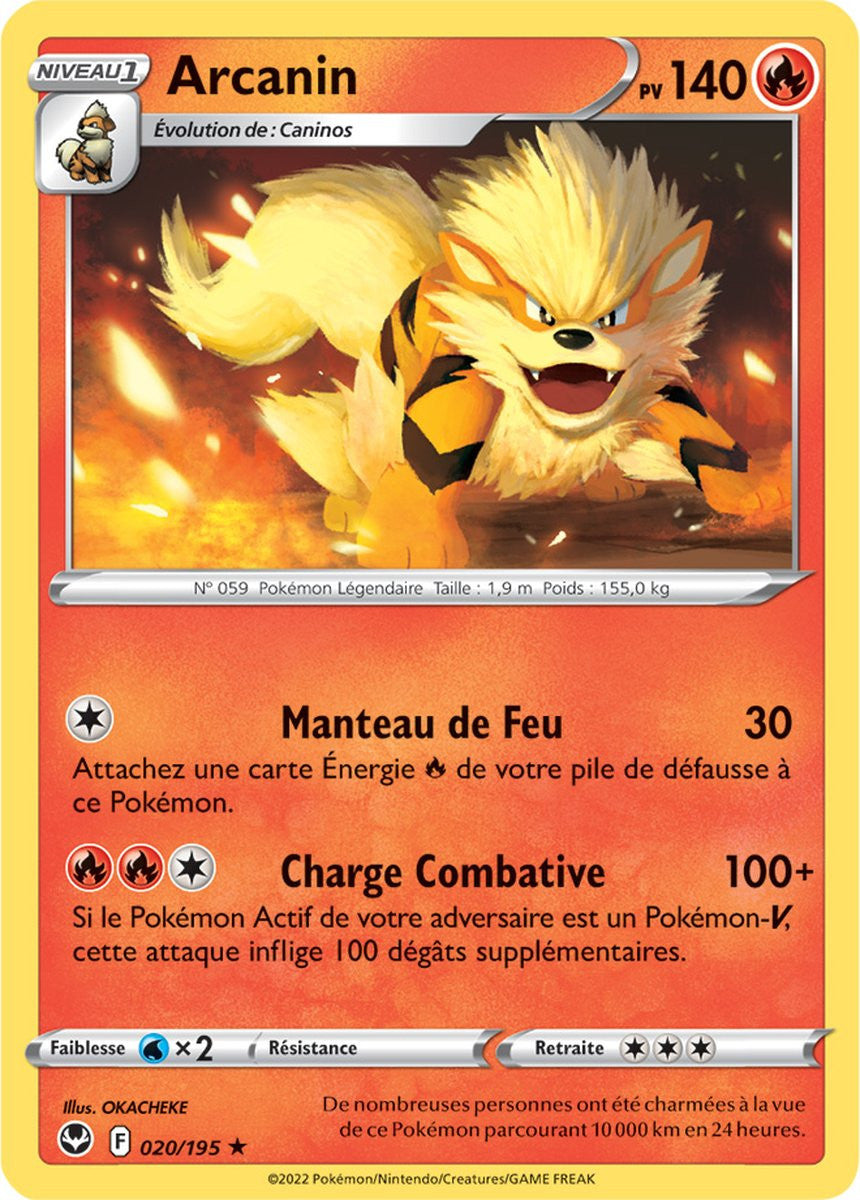 Arcanin - 020/195 - Rare / Reverse - Carte Pokémon Tempête Argentée EB12