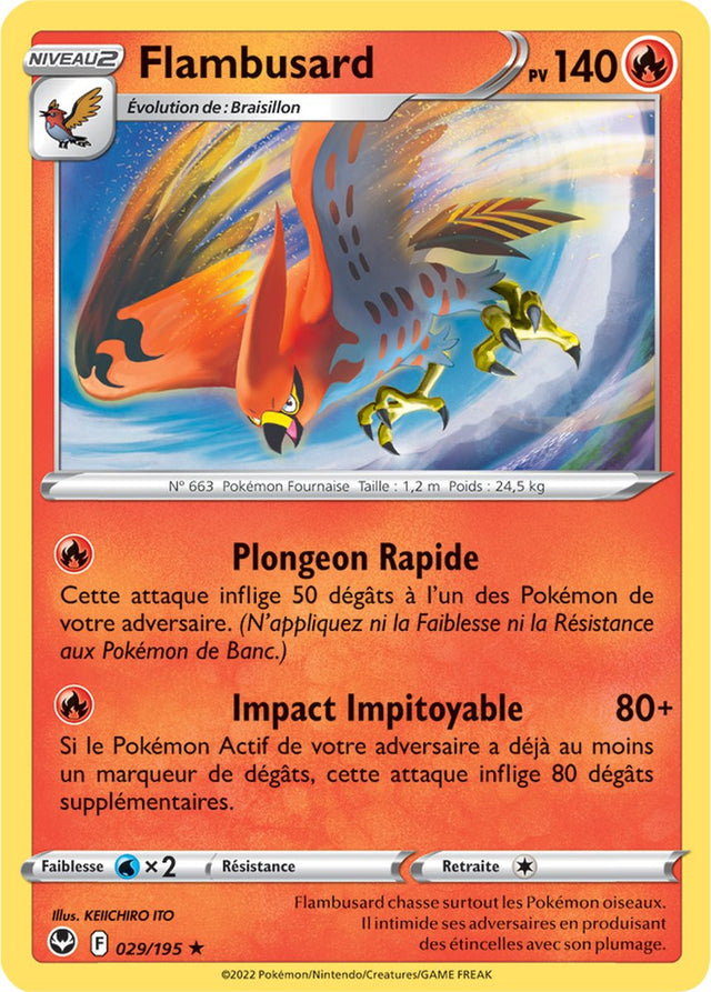 Flambusard - 029/195 - Rare / Reverse - Carte Pokémon Tempête Argentée EB12