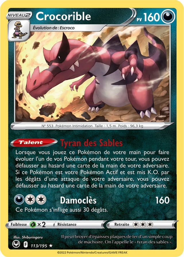 Crocorible - 113/195 - Holo Rare / Reverse - Carte Pokémon Tempête Argentée EB12