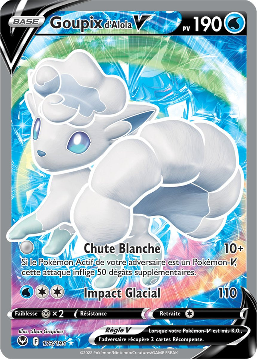 Goupix d'Alola V - 173/195 - Ultra Rare Full Art - Carte Pokémon Tempête Argentée EB12