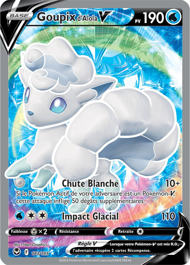 Goupix d'Alola V - 173/195 - Ultra Rare Full Art - Carte Pokémon Tempête Argentée EB12