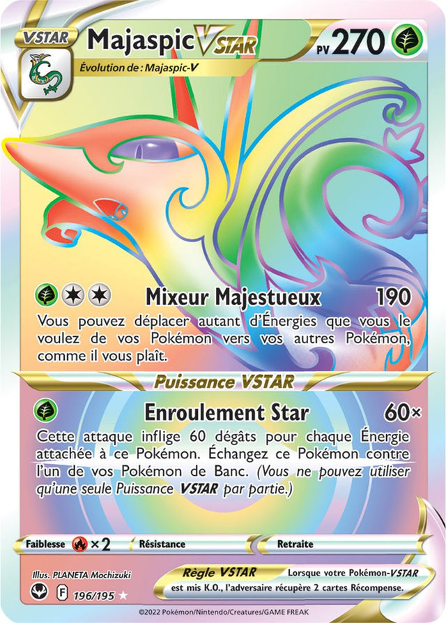 Majaspic VSTAR - 196/195 - Arc en Ciel Secrète Rare - Carte Pokémon Tempête Argentée EB12