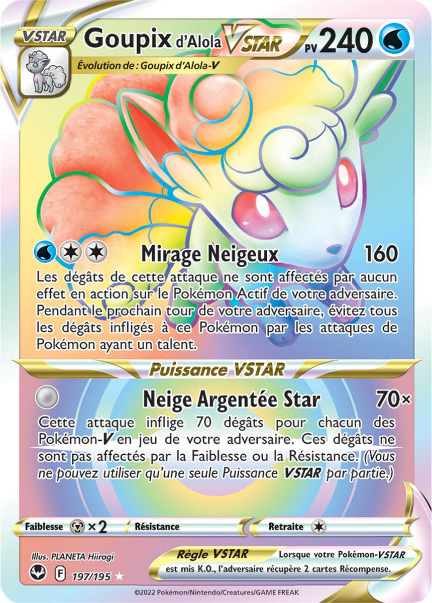 Goupix d'Alola VSTAR - 197/195 - Arc en Ciel Secrète Rare - Carte Pokémon Tempête Argentée EB12