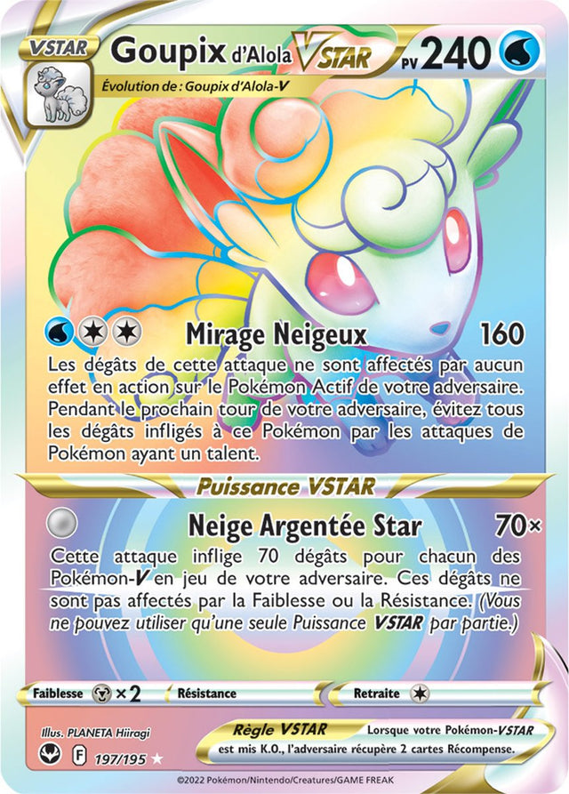 Goupix d'Alola VSTAR - 197/195 - Arc en Ciel Secrète Rare - Carte Pokémon Tempête Argentée EB12