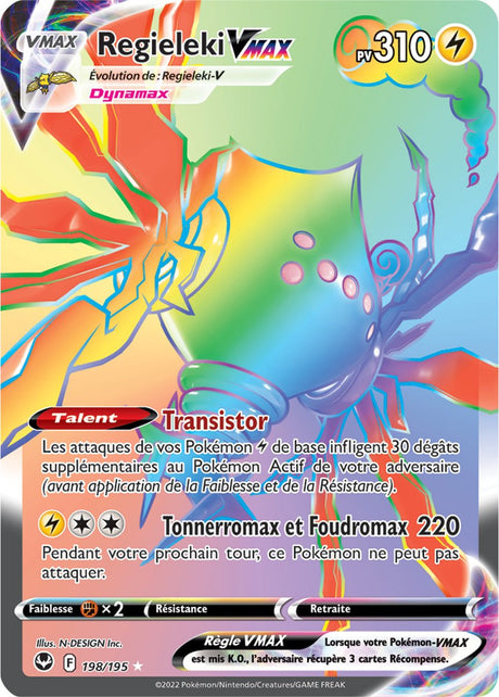 Regieleki VMAX - 198/195 - Arc en Ciel Secrète Rare - Carte Pokémon Tempête Argentée EB12