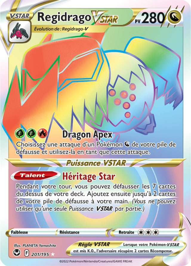 Regidrago VSTAR - 201/195 - Arc en Ciel Secrète Rare - Carte Pokémon Tempête Argentée EB12