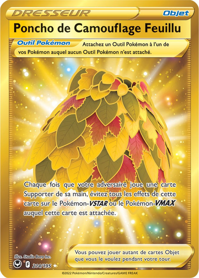 Poncho de Camouflage Feuillu - 214/195 - Dresseur Secrète Gold - Carte Pokémon Tempête Argentée EB12