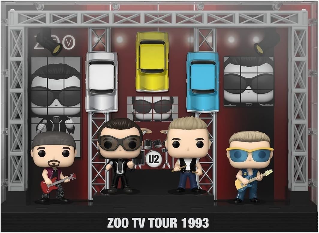 U2 Pack de 4 Figurines POP! Moments DLX Zoo TV 1993 Tour EXCLUSIVE Vinyle Figurine 10cm