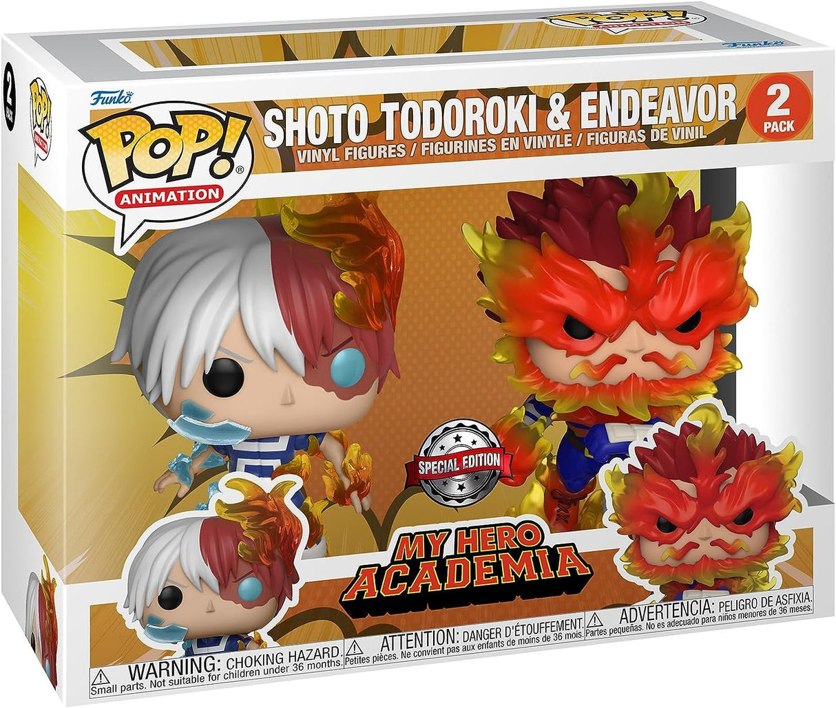 My Hero Academia Pack de 2 POP! Animation Endeavor & Todoroki Special Edition Vinyle Figurine 10cm