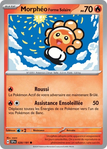 Morphéo Forme Solaire (SSP 020/191) - Carte Pokémon Étincelles Déferlantes EV08