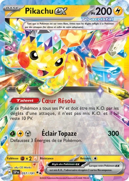 Pikachu ex (SSP 057/191) - Carte Pokémon Étincelles Déferlantes EV08