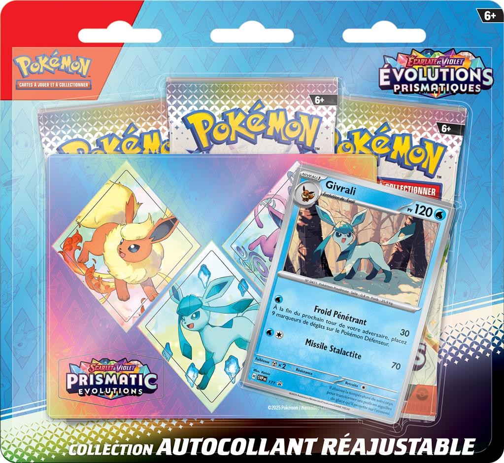 Pokémon - Tripack Collection Autocollant Réajustable EV08.5 Évolutions Prismatiques : Givrali