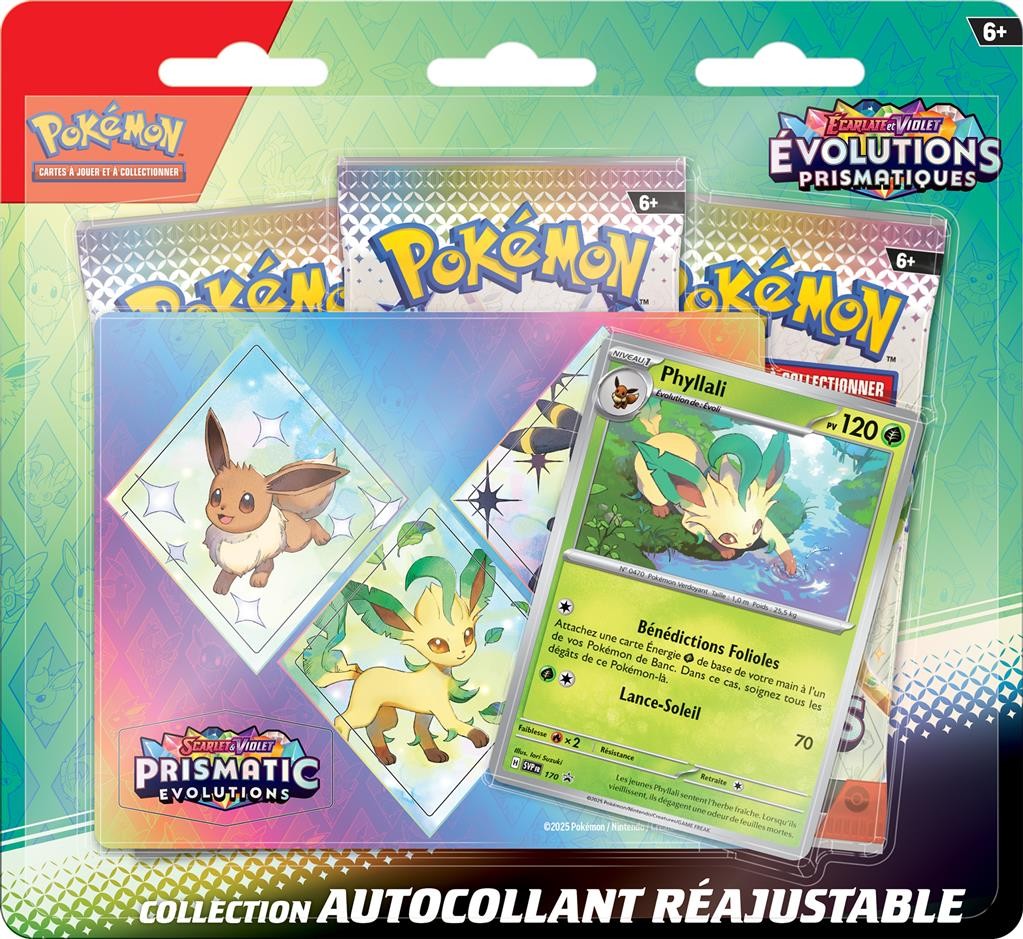 Pokémon - Tripack Collection Autocollant Réajustable EV08.5 Évolutions Prismatiques : Phyllali