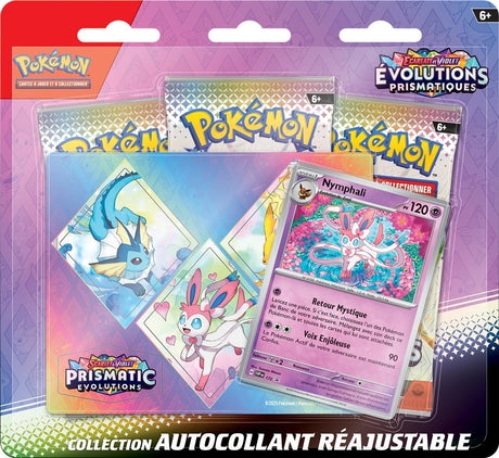 Pokémon - Tripack Collection Autocollant Réajustable EV08.5 Évolutions Prismatiques : Nymphali