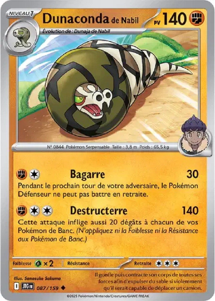 Pokémon - Dunaconda de Nabil (JTG 087/159) - Aventures Ensemble
