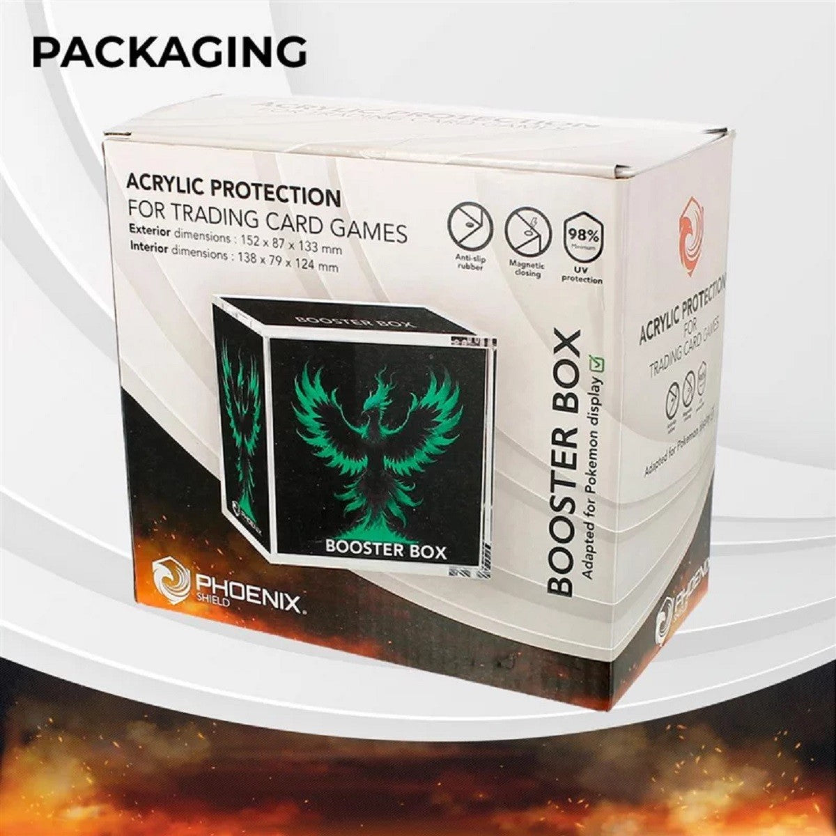 Espositore Premium Protettivo per Booster Box Pokémon in Acrilico Trasparente da Espositore Premium Protettivo per Booster Box Pokémon in Acrilico Trasparente da