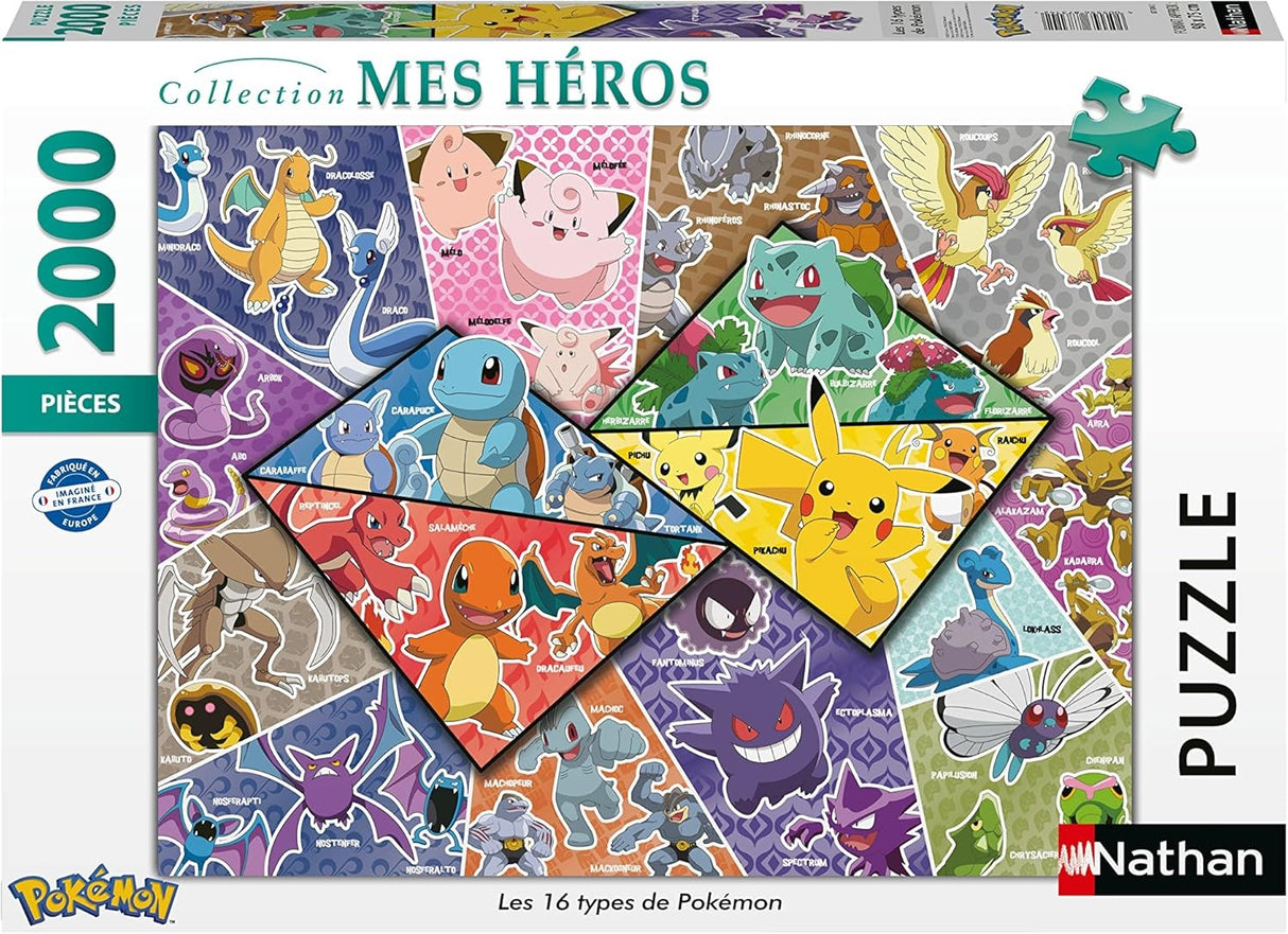 Pokémon - Puzzle Pokémon Les 16 types de Pokémon - 2000 pièces - Ravensburger Nathan