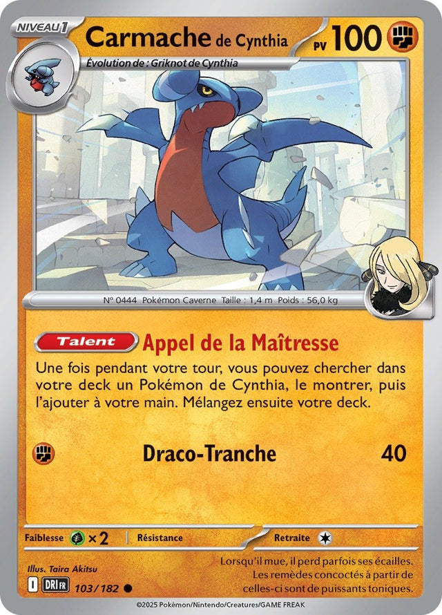 Carmache de Cynthia (DRI 103) - Rivalités Destinées - Carte Pokémon