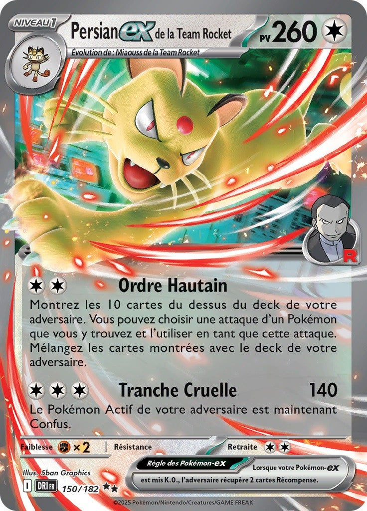 Persian ex de la Team Rocket (DRI 150) - Rivalités Destinées - Carte Pokémon
