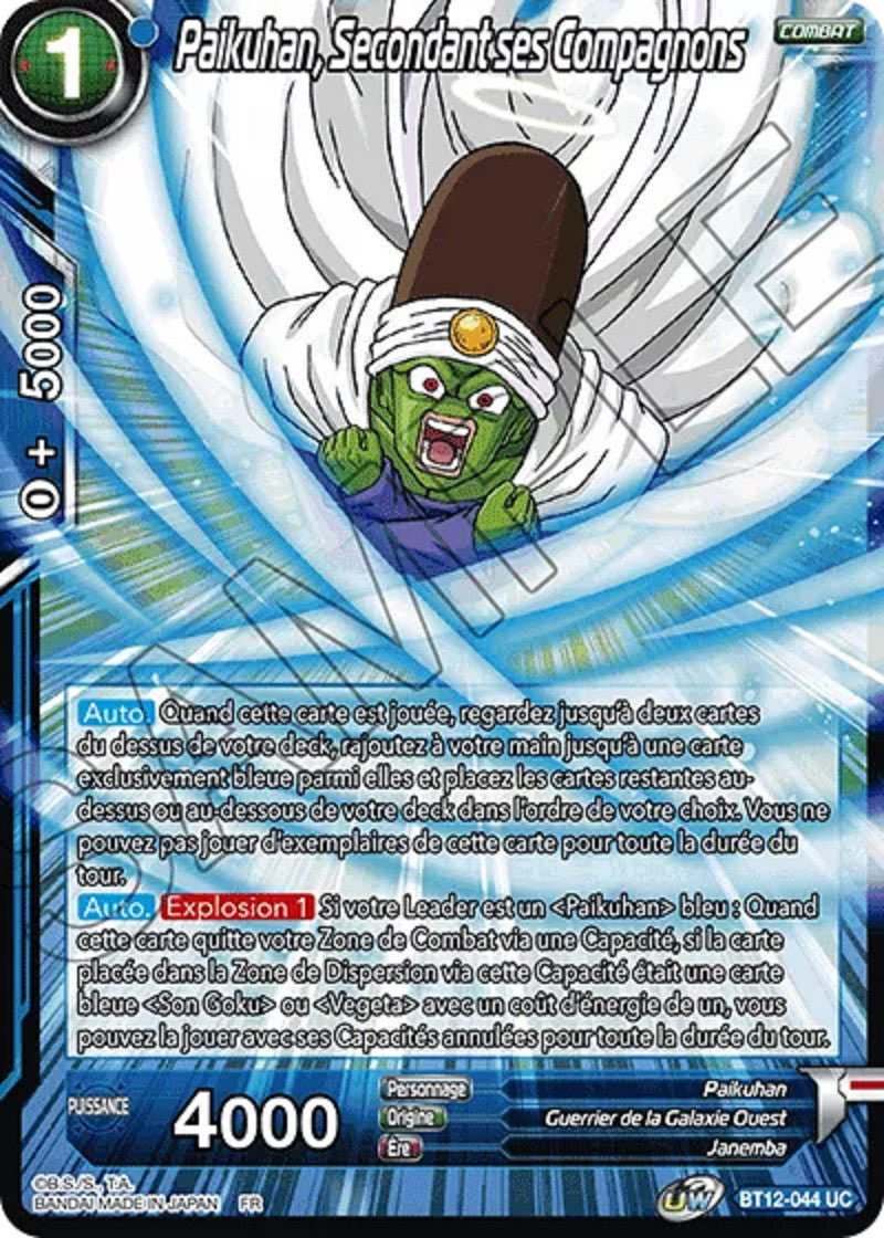 Paikuhan, Secondant ses Compagnons : BT12-044 UC - Carte Dragon Ball ...