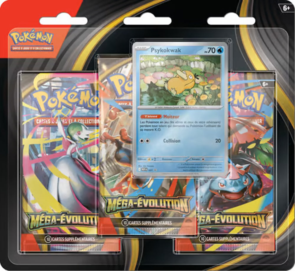 Tri Pack de 3 Boosters ME01 Méga-Évolution : Psykokwak - Pokémon
