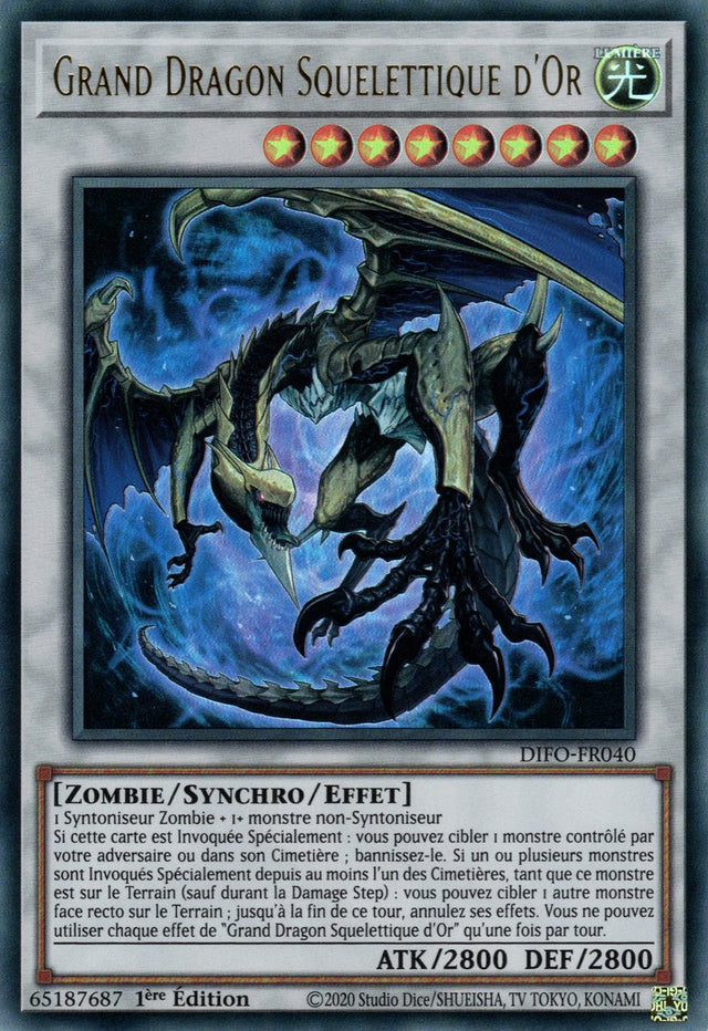 Grand Dragon Squelettique d'Or - DIFO-FR040 - Cartes Yu-Gi-Oh!