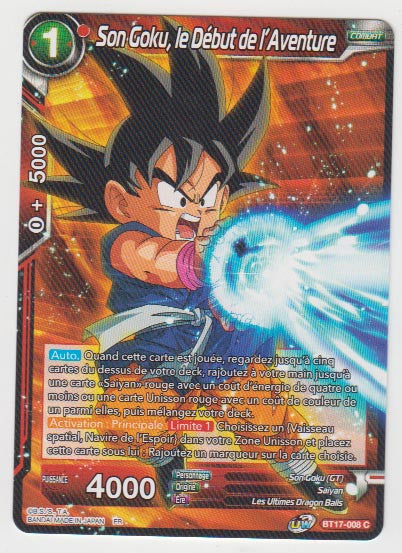 B17-008 Son Goku, le Début de l'Aventure - Cartes Dragon Ball Super