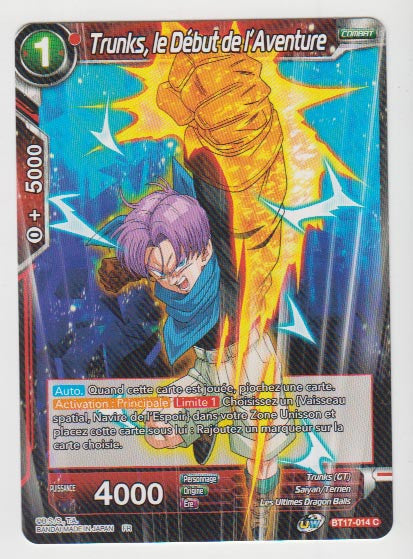 B17-014 Trunks, le Début de l'Aventure - Cartes Dragon Ball Super