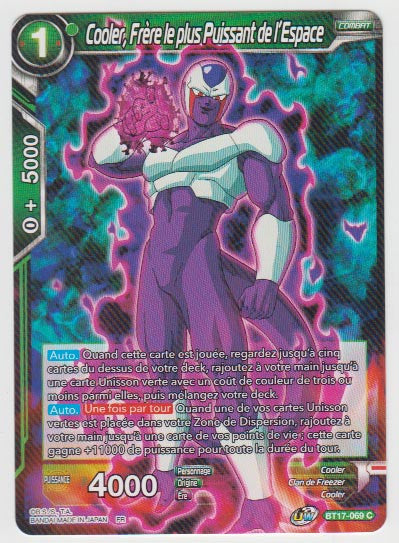 B17-069 Cooler, Frère le plus Puissant de l'Espace - Cartes Dragon Ball Super