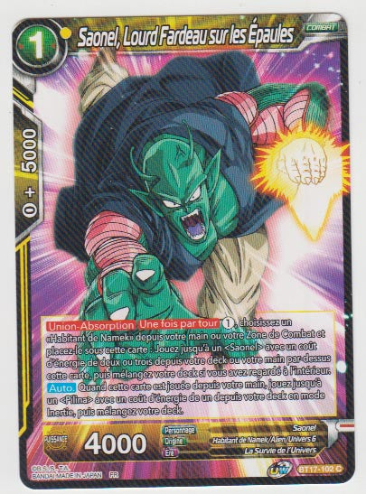 B17-102 Saonel, Lourd Fardeau sur les Épaules - Cartes Dragon Ball Super