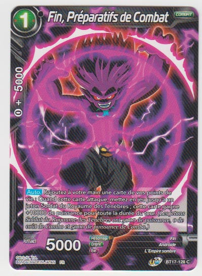 B17-128 Fin, Préparatifs de Combat - Cartes Dragon Ball Super