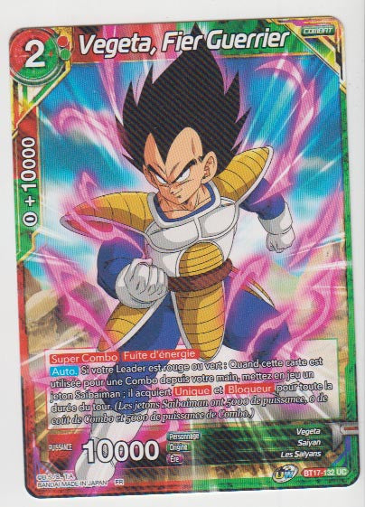 B17-132 Vegeta, Fier Guerrier - Cartes Dragon Ball Super