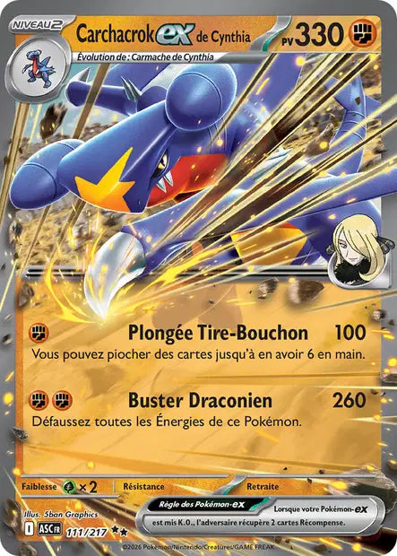 Carchacrok ex de Cynthia (ASC 111/217) - ME02.5 Héros Transcendants - Carte Pokémon