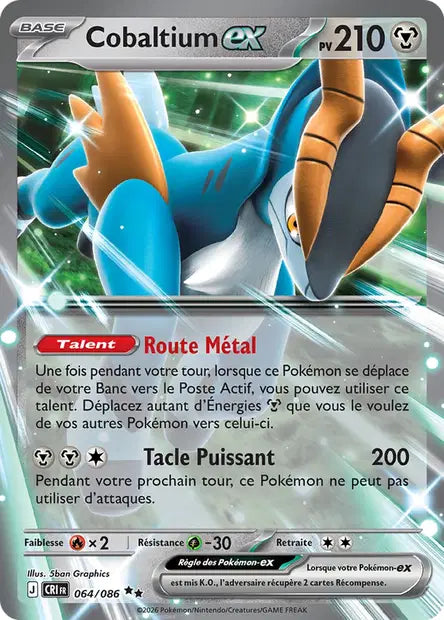 Cobaltium ex (CRI 064/086) - ME04 Chaos Ascendant - Carte Pokémon - DracauGames