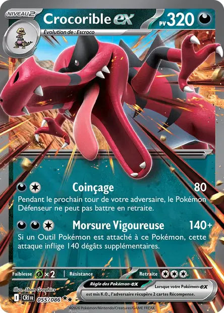 Crocorible ex (CRI 055/086) - ME04 Chaos Ascendant - Carte Pokémon - DracauGames