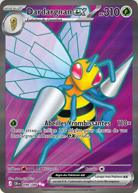 Dardargnan ex (CRI 098/086) - ME04 Chaos Ascendant - Carte Pokémon - DracauGames