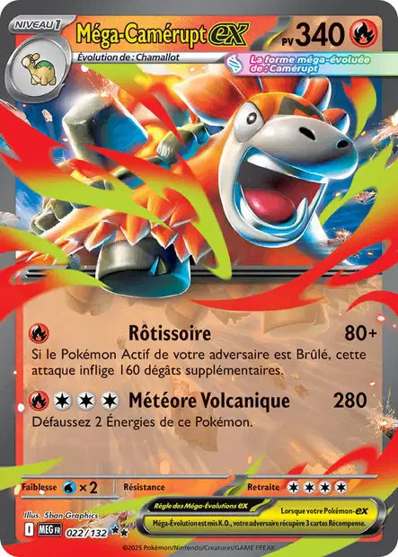Mega Camérupt ex (MEG 022/132) - Méga-Évolutions - Carte Pokémon ME01