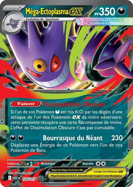 Mega Ectoplasma ex (ASC 125/217) - ME02.5 Héros Transcendants - Carte Pokémon