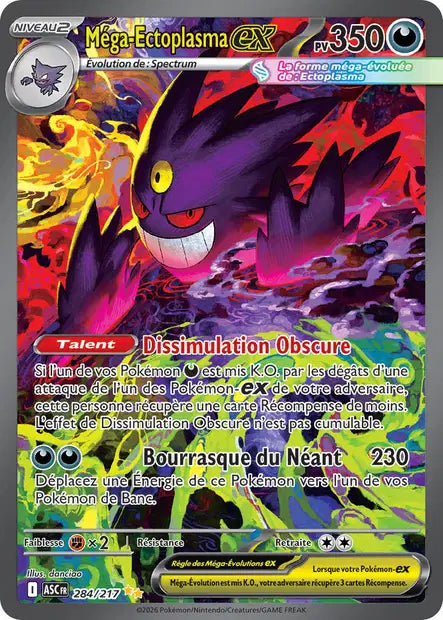 Mega Ectoplasma ex (ASC 284/217) - ME02.5 Héros Transcendants - Carte Pokémon