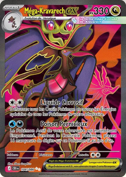 Méga-Kravarech ex (CRI 104/086) - ME04 Chaos Ascendant - Carte Pokémon - DracauGames