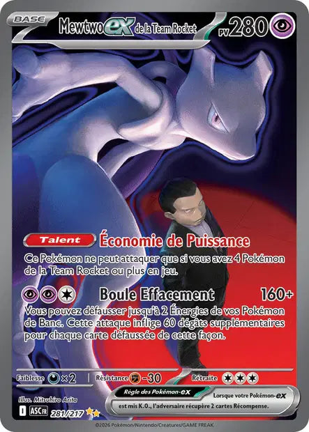 Mewtwo ex de la Team Rocket (ASC 281/217) - ME02.5 Héros Transcendants - Carte Pokémon