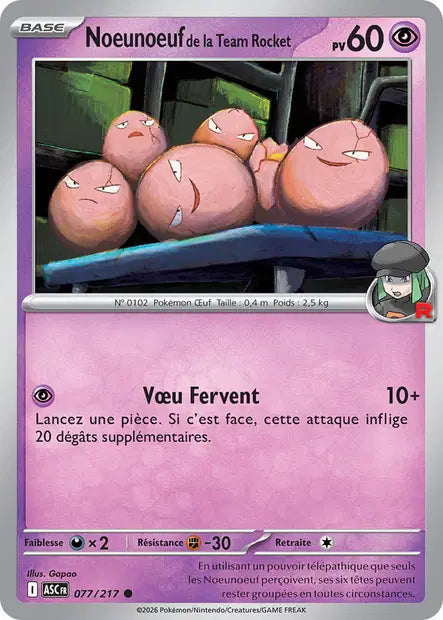 Noeunoeuf de la Team Rocket (ASC 077/217) - ME02.5 Héros Transcendants - Carte Pokémon - DracauGames