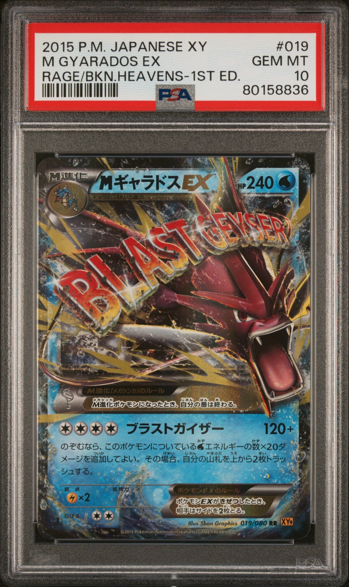 PSA 10 - M Gyarados EX 019 1st Edition - 2015 XY Rage Of The Broken Heavens - Japonais / Japanese