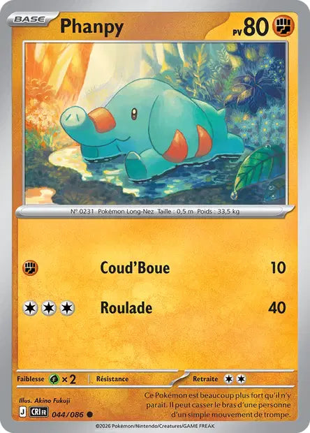 Phanpy (CRI 044/086) - ME04 Chaos Ascendant - Carte Pokémon - DracauGames