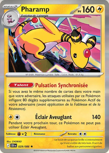 Pharamp (CRI 029/086) - ME04 Chaos Ascendant - Carte Pokémon - DracauGames
