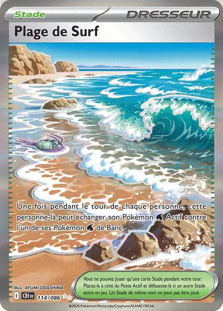 Plage de Surf (CRI 114/086) - ME04 Chaos Ascendant - Carte Pokémon