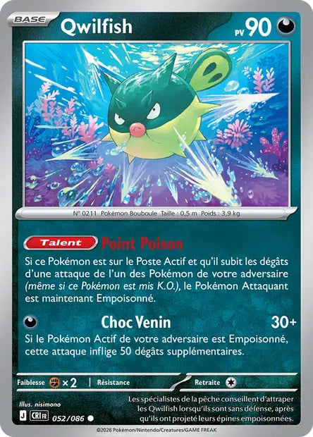 Qwilfish (CRI 052/086) - ME04 Chaos Ascendant - Carte Pokémon - DracauGames