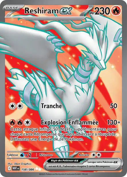 Reshiram ex (WHT 158/086) - Flamme Blanche - Carte Pokémon EV10.5