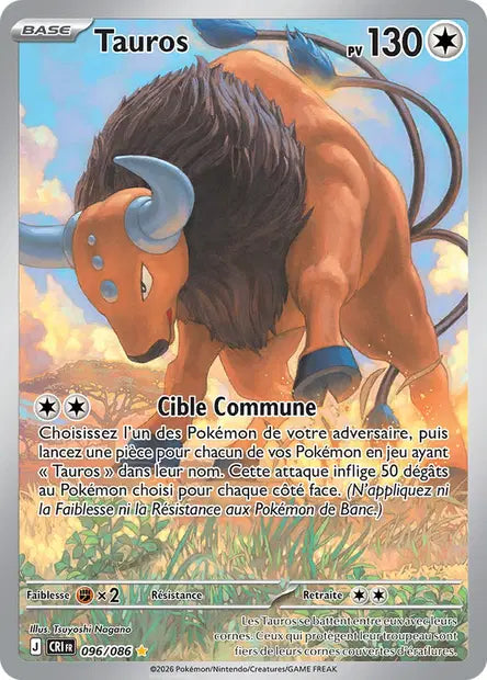 Tauros (CRI 096/086) - ME04 Chaos Ascendant - Carte Pokémon - DracauGames